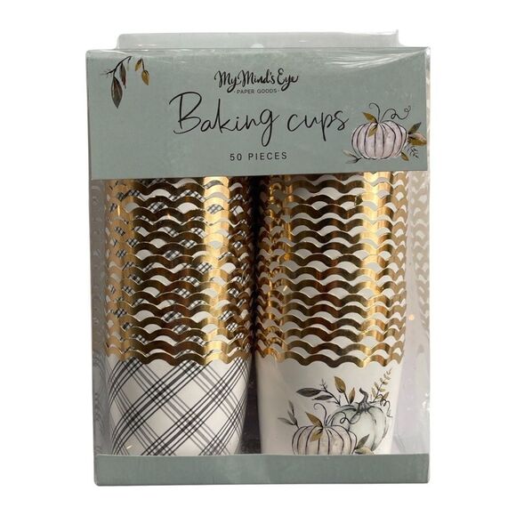 My Minds Eye Fall Harvest Plaid Gourd Thanksgiving Cupcake Liners NIB - Picture 3 of 9